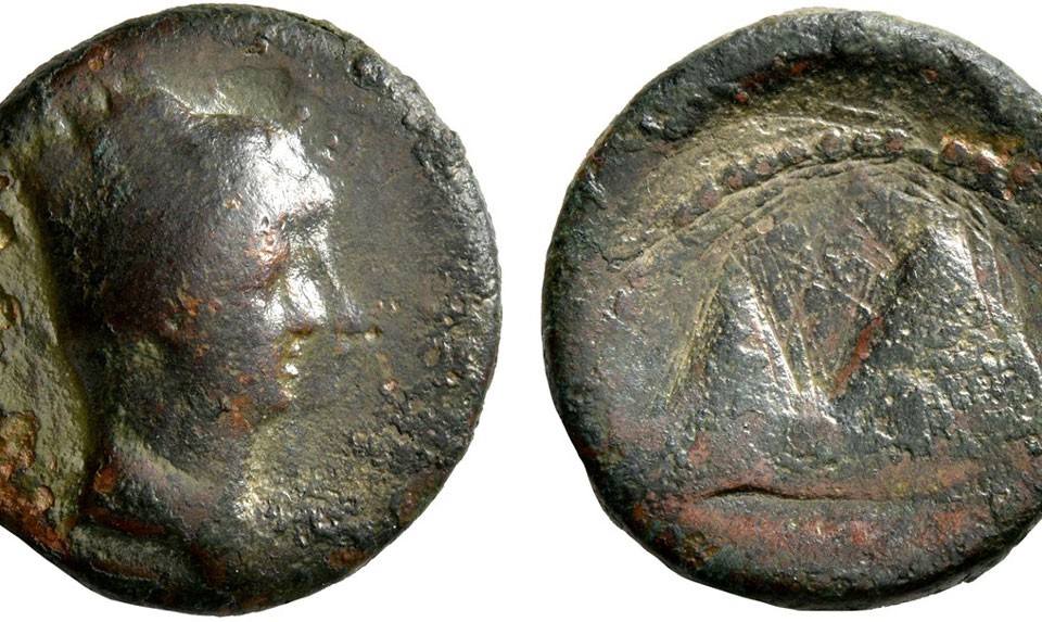 The coins of the Armenian King Tirganes IV and Queen Erato with Mount Ararat